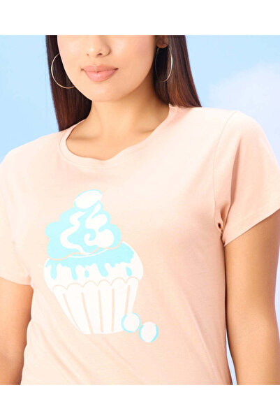 REDTAG Women Orange Basic Graphic T-shirt