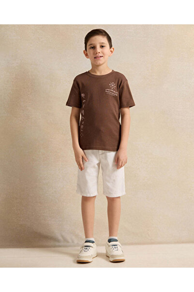 REDTAG Boys Brown KSA Foundation Day Print T-Shirt