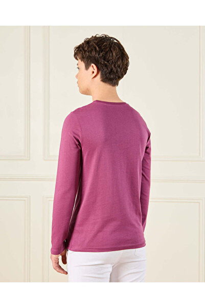 REDTAG Senior Boys Burgundy Long Sleeve T-Shirt