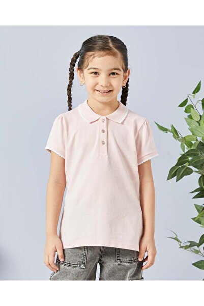 REDTAG Girls Pink Solid Polo T-Shirt