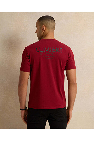 REDTAG Men Burgundy Printed T-Shirt