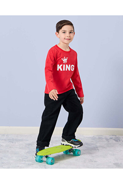 REDTAG Boys Red Printed T-Shirt