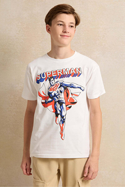 REDTAG Senior Boys White Printed T-Shirt