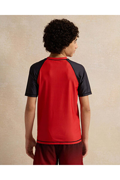 REDTAG Senior Boys Red Swimwear T-Shirt