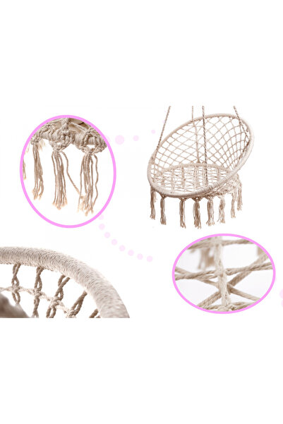 Ikonka Ikonka hanging swing, for indoor/outdoor use, with cotton ropes and metal frame, diameter