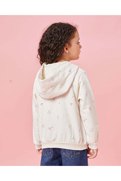 REDTAG Girls Ecru Embellished Hooded Sweatshirt