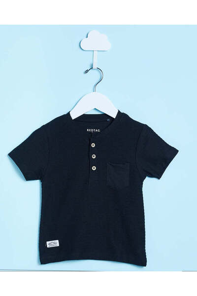 REDTAG تي شيرت جاكار هينلي أسود للأولاد الرضع