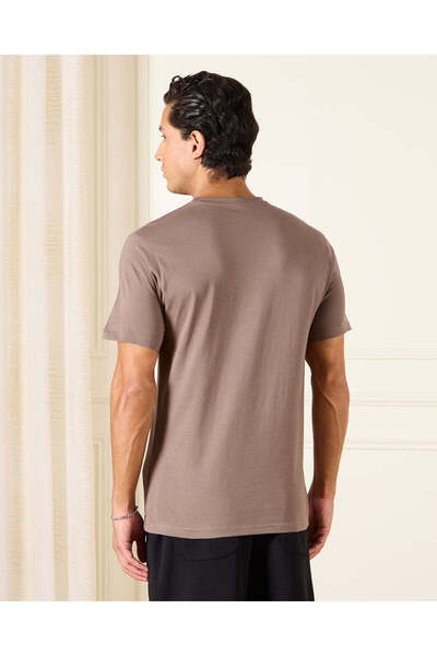 REDTAG Men Brown Basic Graphic T-Shirt