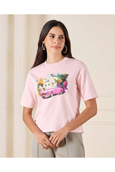 REDTAG Women Pink Embellished T-Shirt