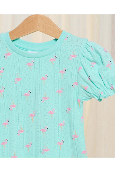 REDTAG Infant Girls Mint Printed T-Shirt