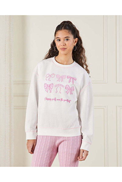 REDTAG Senior Girls White Printed T-shirt