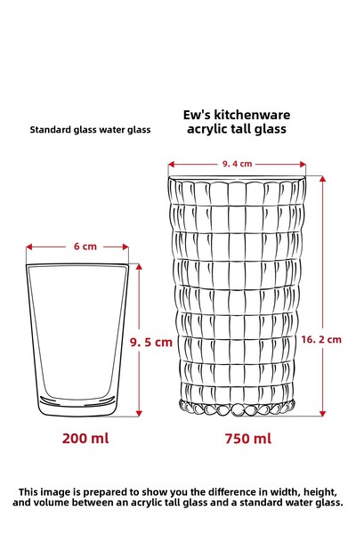 Mustran Allegra White Set of 6 Glasses 750 ml Acrylic Material - Not Glass Shatter-Resistant