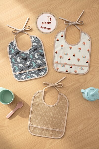 HAMUR Proof 3-Piece Liquid Waterproof Baby Bib Mouth Wiping Wipes with Tie 3 ...