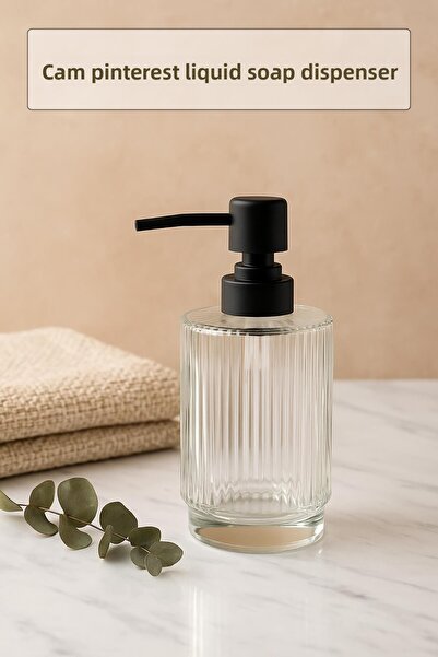 Mustran Dozator de săpun lichid transparent din sticlă 200 ml Chiuvetă de baie