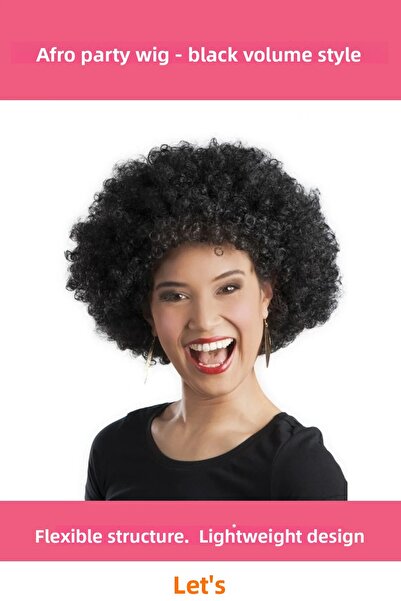 Letsii شعر مستعار أسود مجعد أفرو بتصميم ممتع للحفلات