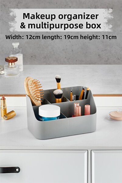Mustran صندوق مكياج رمادي ومنظم مستحضرات التجميل وصندوق متعدد الأغراض