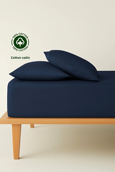 sutra 100% Cotton Satin Solid Color Double Fitted Sheet Set