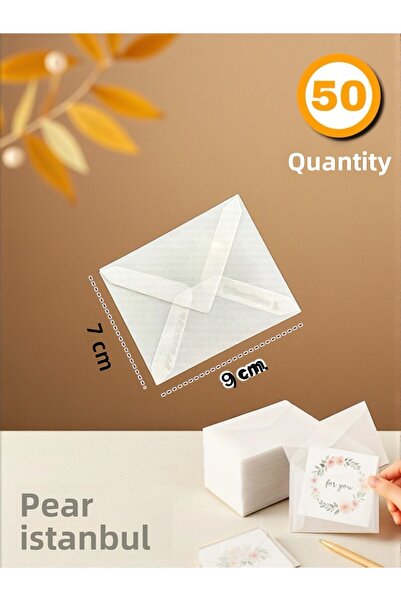 Pera İstanbul 50 bucăți 7x9 plic transparent transparent pentru invitație, felicitare de lux, carte de felicitare, sigiliu pentru scrisori, portofel