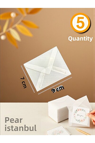 Pera İstanbul 5 bucăți 7x9 plic transparent transparent pentru invitații, felicitare de lux, carte de felicitare, sigiliu pentru scrisori, portofel