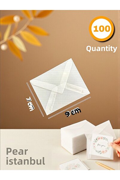 Pera İstanbul 100 bucăți 7x9 plic transparent transparent pentru invitații, felicitare de lux, carte de felicitare, sigiliu pentru scrisori, portofel