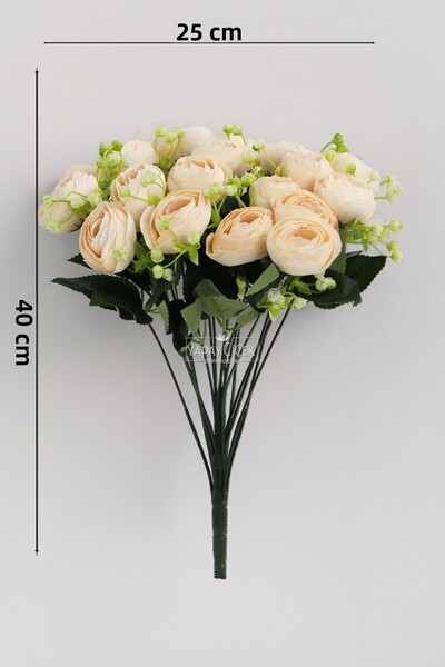 Yapay Çiçek Deposu Artificial Flower 18-Piece Garnished Peony Rose Bouquet 40 cm Salmon