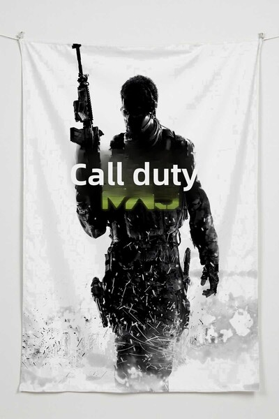 RUGRUMBA غطاء حائط Call of Duty مطبوع - موضوع للاعبين، قماش عالي الجودة، سجاد...