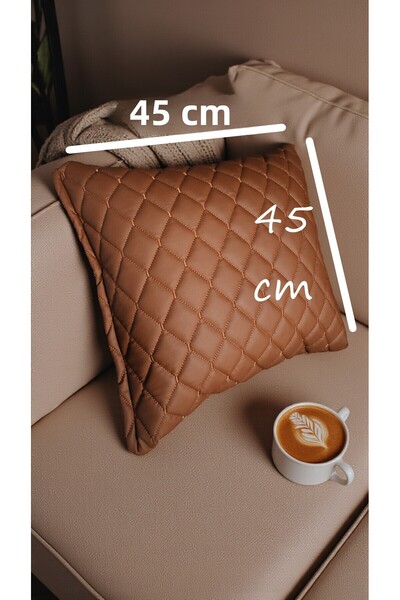 BARERMO Leather 45X45 Throw Pillow (Filled) Living Room Cushion, Cushion, Gold Leather, Cushion Sofa Cushion, Pillow