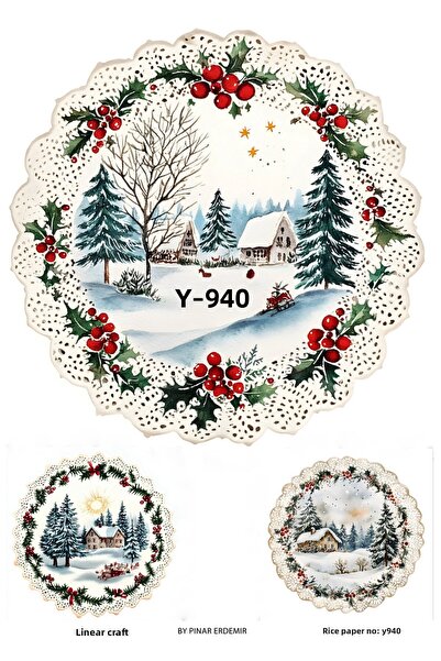 LİNEART New Year Pattern Rice Decopage Paper No:Y940- 29X42Cm