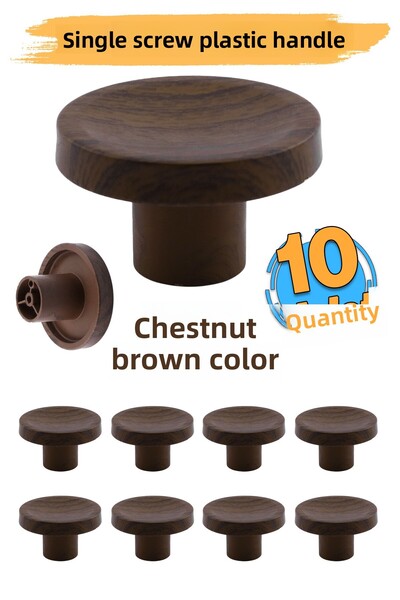Badem10 Single Screw (10 Pieces) Concave Plastic Knob Handle Chestnut Brown Furniture Cabinet Drawer Handle Knob