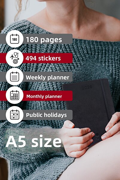 colortouch 2026 Agenda, A5 Planner, 14 μήνες Ακαδημαϊκό ημερολόγιο με σπειροειδή βιβλιοδεσία, δέρμα PU, διαστήματα 30 λεπτών, Μάζα 25-Μέσα 26