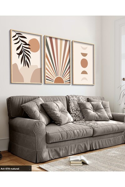 Evinemoda Абстрактен мотив, 3-частна картина с дървена рамка