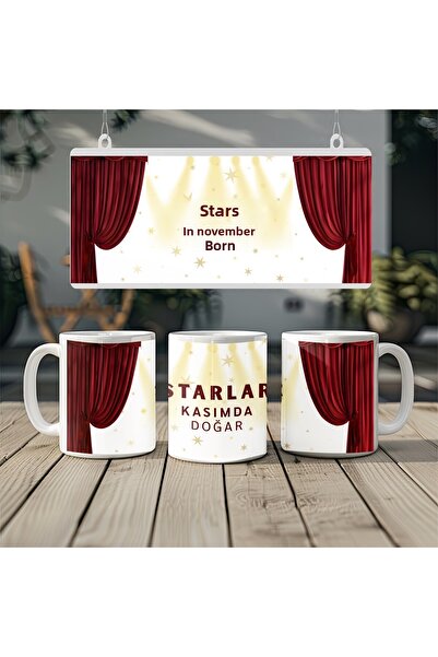 Beramussa كأس مزين بالستار والضوء مع عبارة 'النجوم تولد في نوفمبر' - هدية عيد...