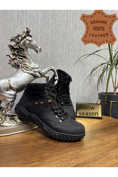 AYAKCİTY أحذية رجالية من الجلد الطبيعي للمشي لمسافات طويلة والرحلات الخارجية