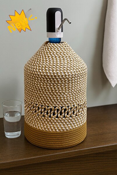 MaVaux Κομψή θήκη για μπουκάλι με ψάθινη εμφάνιση από γιούτα, με σχέδιο