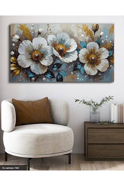 CeSht White Flowers One Piece Canvas, Canvas Painting