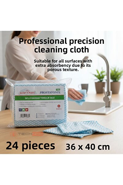 Technow قماش تنظيف سوفتكس احترافي فائق الامتصاص حساس كبير الحجم 36×40 سم عبوة من 24 قطعة