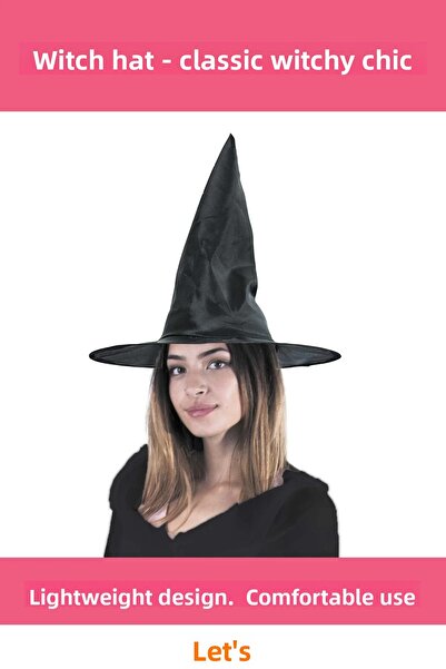 Letsii Pălărie neagră elegantă de vrăjitoare, accesoriu pentru petreceri și c...