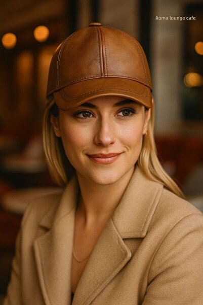 MARBERRY Tan Antique Faux Leather Women's Cap Hat