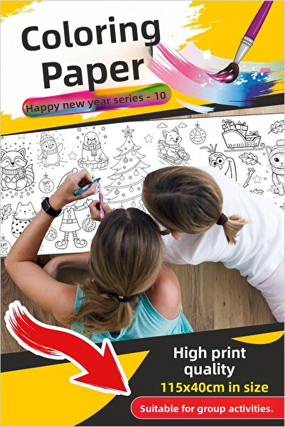 PANDA SOKAĞI لفة رسم من سلسلة أشجار الصنوبر والحيوانات، نشاط ورقي عملاق للرسم...