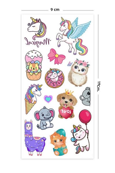 Le Mabelle Multicolored Cute Animal Themed Girl's Tattoo Set