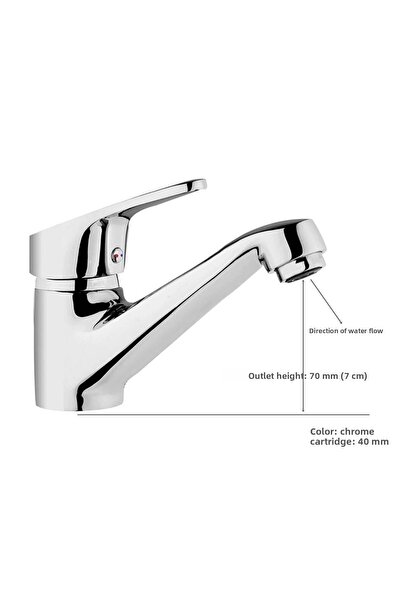 MegaVitrin Tema Cosmo Single Body Sink Mixer Tap Chrome Tse Certified 40 mm Cartridge 5 Years