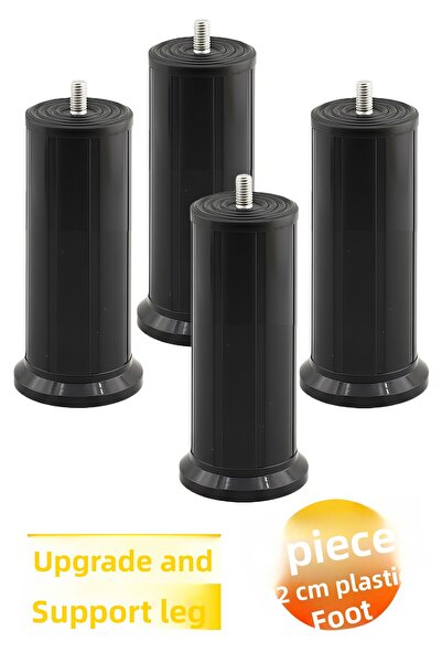 Badem10 Keson 4 Pieces 12 cm Black Plastic Furniture Base Tv Unit Heightening Leg Support Leg