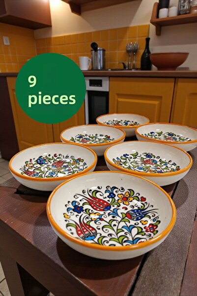 Salizera 6 Pieces Tile Motif Ceramic 13 cm Breakfast Snack Bowl Gift Bowl Set