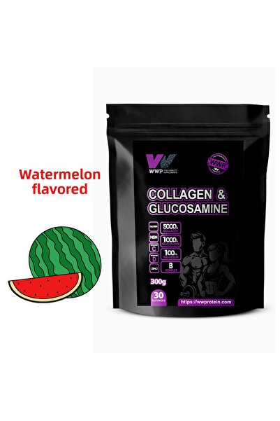 WWP مسحوق الكولاجين والجلوكوزامين - 300 جرام - بنكهة البطيخ.