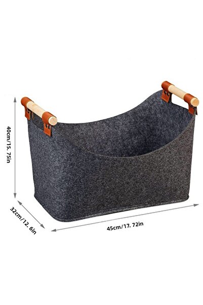 Shunmaii صندوق حطب من اللباد باللون الرمادي الداكن 45 × 32 × 40 سم، سعة كبيرة...