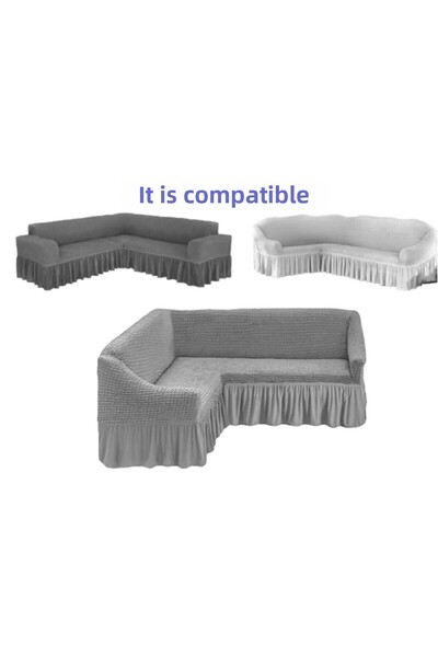 elgeyar Standard Elastic Wrapped L Corner Sofa Cover