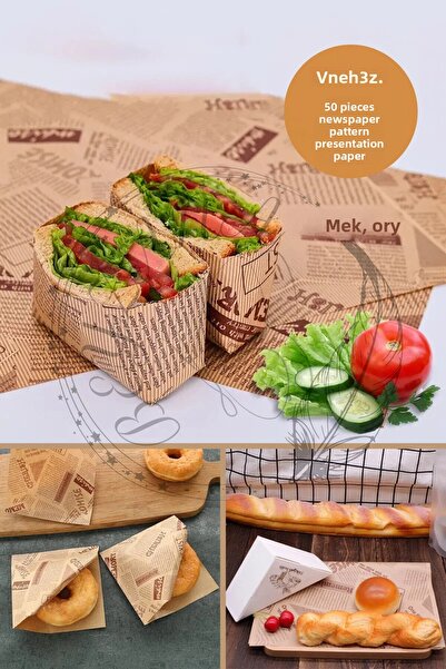 KTT Vintage Newspaper Patterned Presentation Paper 50 Pieces Stylishly Designed Functional Product