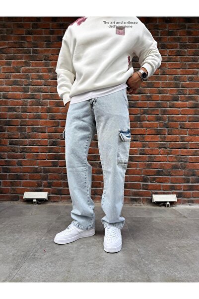 Baycombine35 Cargo Pocket Pack Baggy Denim Pants