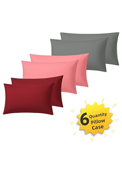 Loova 6 Pillowcases "Grey-Pink-Burgundy" 100% Cotton 50×70 Cotton