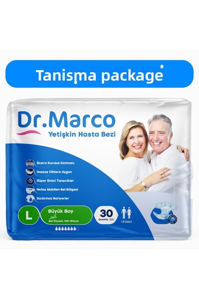 DR.MARCO حفاضات للمريض ذات سطح من القماش مع حزام مقاس L مقاس كبير 30 قطعة